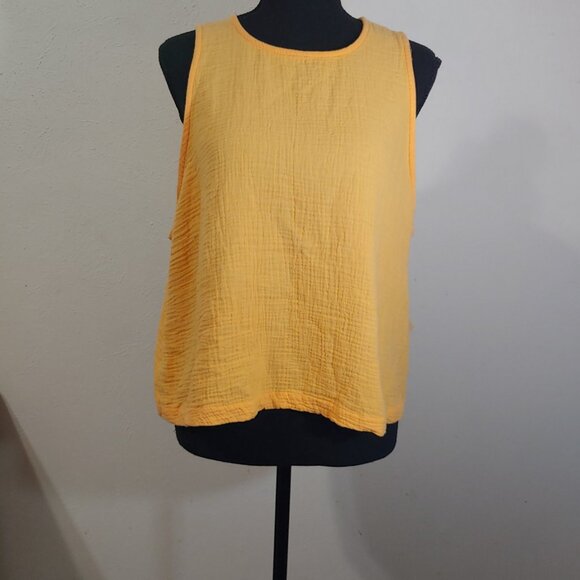 A.n.a. Cropped Tank Tops Cotton Double Gauze and Cotton/Linen Blend Set of 2 - Picture 7 of 12